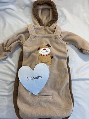 Okie Dokie Tan bunting bag and snow suit with Puppy Design